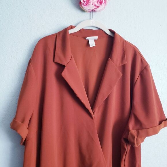 Ava & Viv Rust Short Sleeve Jumpsuit - Picture 6 of 8